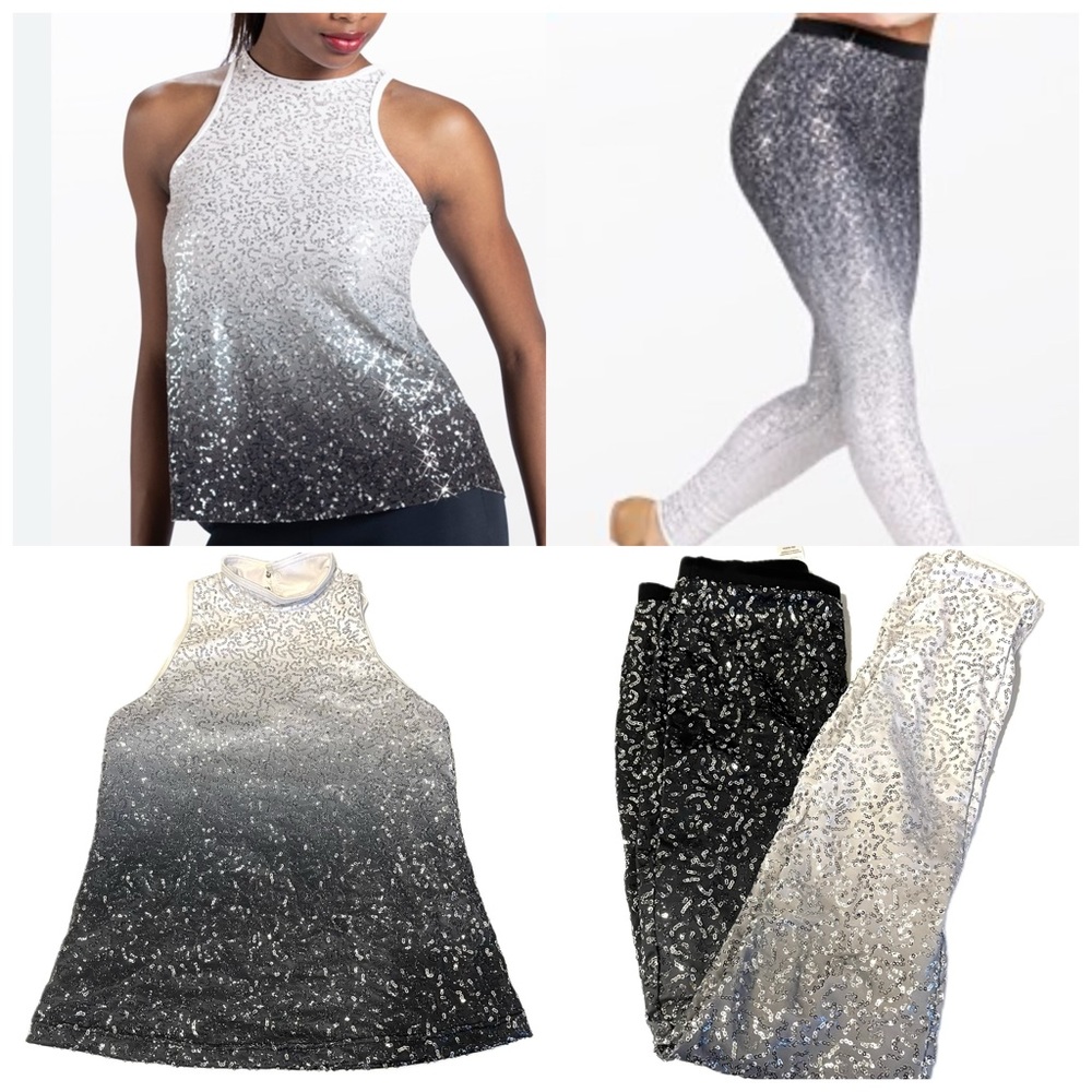 Balera ombre Outfit Pant Set Big Kid 4-6 Sequin Tap Sequin Ultra Sparkle Flyaway